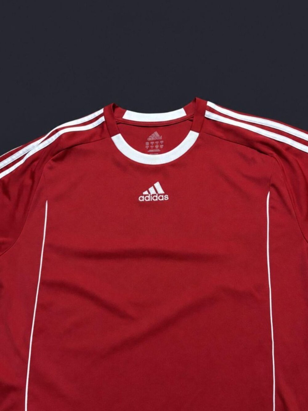 Adidas Red White Three Stripe Athletic Shirt